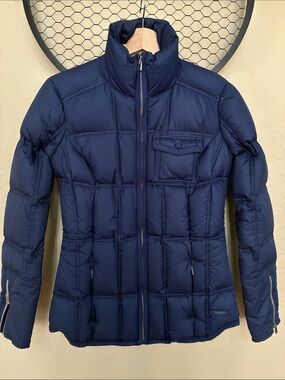Athleta Navy Quilted Down-Style Jacket